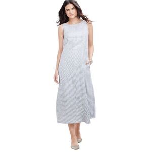 J JILL Striped Cotton Sleeveless Maxi Dress